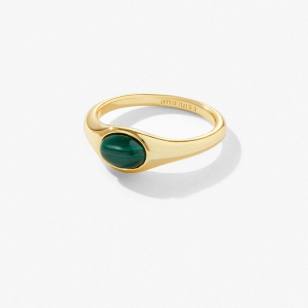 Ana luisa gold vermeil malachite ring size 5